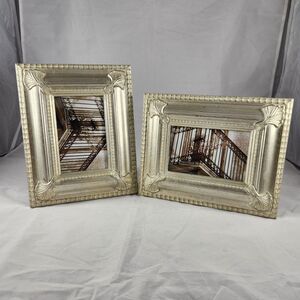 2 Sheffield Home 4x6 Picture Frames Ornate Silver Tone Hanging or Free Standing